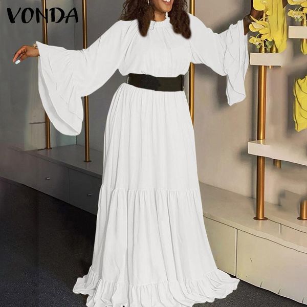 casual dresses women dress vonda 2021 ruffled hem o neck lace pleated long maxi femme flare sleeve sundress not with the belt, Black;gray
casual dresses women dress vonda 2021 ruffled hem o neck lace pleated long maxi femme flare sleeve sundress not with the belt, Black;gray