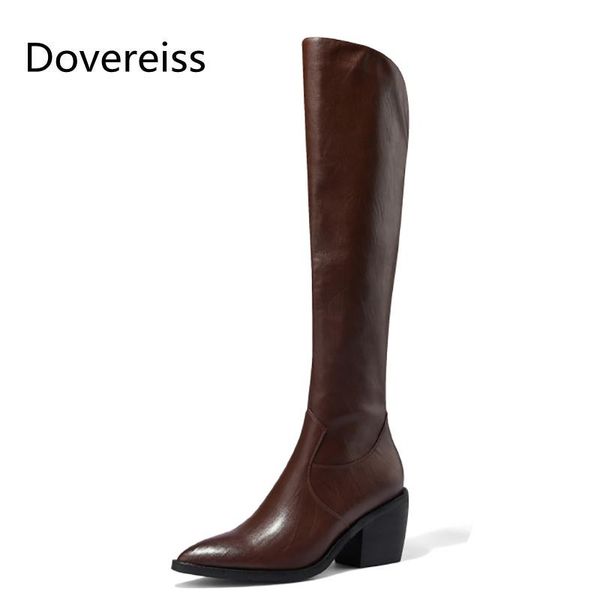 boots dovereiss fashion women's shoes winter elegant pointed toe zipper leather chunky heels knee high concise mature 34-43, Black
boots dovereiss fashion women's shoes winter elegant pointed toe zipper leather chunky heels knee high concise mature 34-43, Black