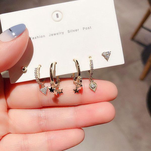 dangle & chandelier charm women triangle star tassel hoop earring 6-piece set zircon for girl christmas gift exquisite jewelry wholesale, Silver
dangle & chandelier charm women triangle star tassel hoop earring 6-piece set zircon for girl christmas gift exquisite jewelry wholesale, Silver