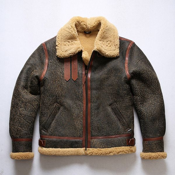 casual genuine brown horse leather jacket long sleeve retro american world war ii b3 fur one flight suit men lapel neck ykk zipper, Black
casual genuine brown horse leather jacket long sleeve retro american world war ii b3 fur one flight suit men lapel neck ykk zipper, Black