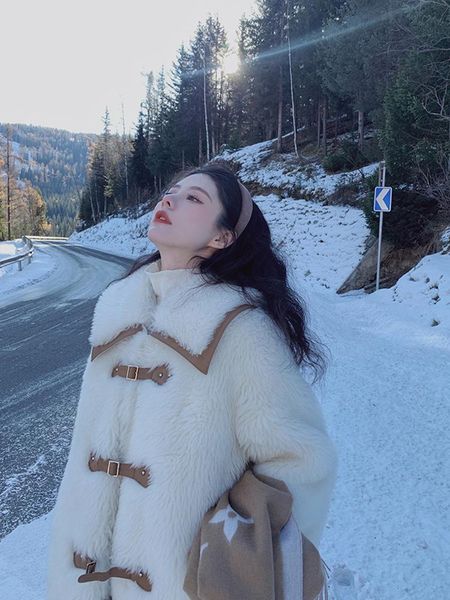 women's fur & faux double-faced women winter coat 2021 fashion fake lamb cashmere overcoat mid-long loose long sleeve outwear fashionab, Black
women's fur & faux double-faced women winter coat 2021 fashion fake lamb cashmere overcoat mid-long loose long sleeve outwear fashionab, Black
