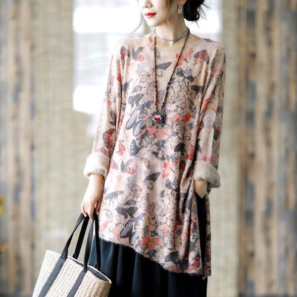 women's sweaters fairynatural winter pullovers 2022 ladies o-neck loose casual women print floral jumpers long sleeve retro knitwear, White;black
women's sweaters fairynatural winter pullovers 2022 ladies o-neck loose casual women print floral jumpers long sleeve retro knitwear, White;black