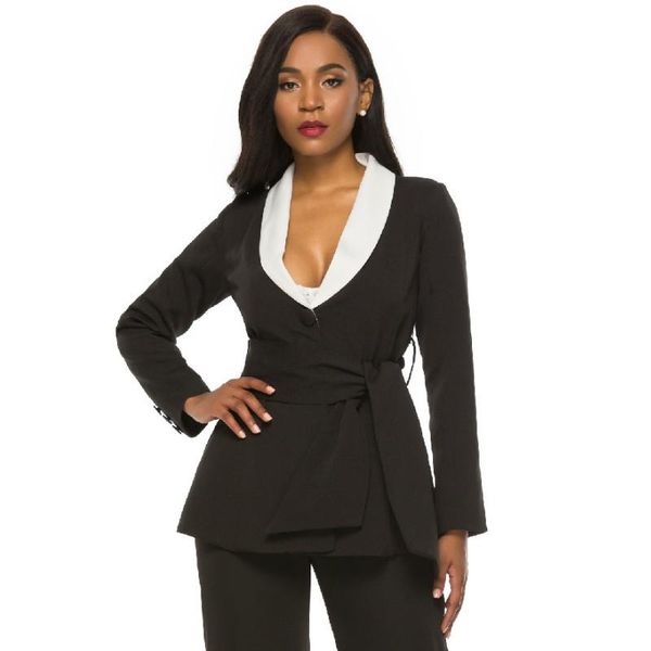 office ladies women black blazer long sleeve notched with waist belt patchwork summer korean work fashion clothing women's suits & blaz, White;black
office ladies women black blazer long sleeve notched with waist belt patchwork summer korean work fashion clothing women's suits & blaz, White;black