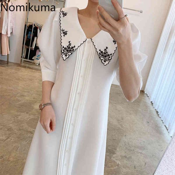 nomikuma floral embroidery peter pan collar women dress 3/4 puff sleeve vestidos femme spring new korean chic dresses 6f992 210427, Black;gray
nomikuma floral embroidery peter pan collar women dress 3/4 puff sleeve vestidos femme spring new korean chic dresses 6f992 210427, Black;gray