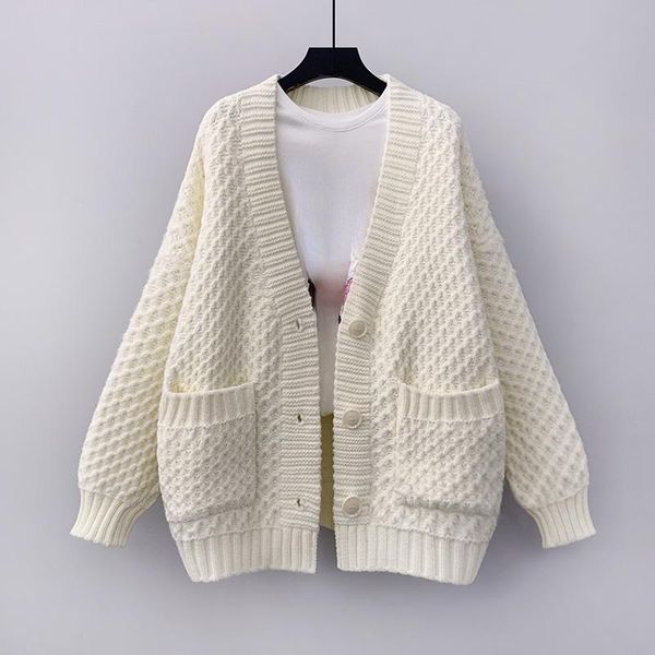 women's knits & tees thicken warm solid knitted women sweater cardigan winter 2021 v-neck long-sleeved pocket female outwear coats, White
women's knits & tees thicken warm solid knitted women sweater cardigan winter 2021 v-neck long-sleeved pocket female outwear coats, White
