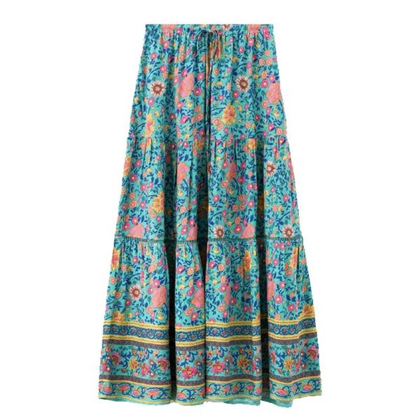 green floral print bohemian skirt vintage women lacing up tassel waist stitching hollow out lace swing long skirts femme, Black
green floral print bohemian skirt vintage women lacing up tassel waist stitching hollow out lace swing long skirts femme, Black