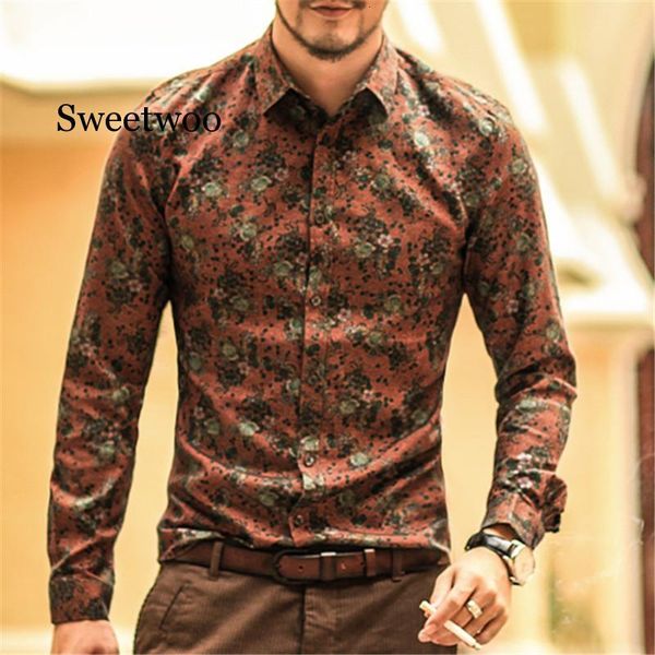 men's casual shirts autumn fashion flower printed long sleeve men male slim shirt vintage linen kkz7, White;black
men's casual shirts autumn fashion flower printed long sleeve men male slim shirt vintage linen kkz7, White;black