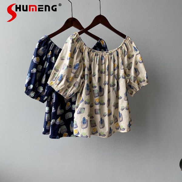 women's blouses & shirts 2021 summer female korean loose off-the-shoulder shirt women fashion sweet short sleeve printed blusas prairie, White
women's blouses & shirts 2021 summer female korean loose off-the-shoulder shirt women fashion sweet short sleeve printed blusas prairie, White