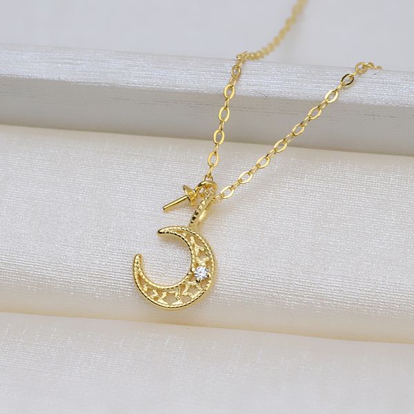 s925 silver moon chain personalized pendant necklace female pearl empty diy accessories support semi-finished products 1462
s925 silver moon chain personalized pendant necklace female pearl empty diy accessories support semi-finished products 1462