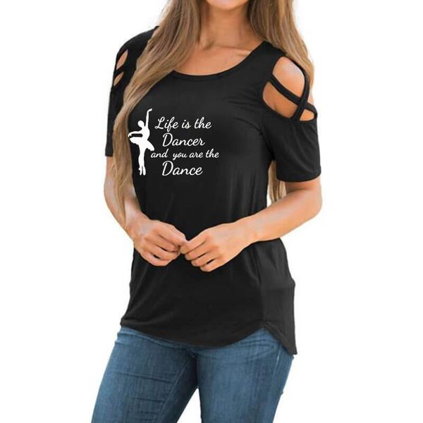 life is the dance graphic letter print tshirt for female summer student gift cross off shoulder casual t-shirt women femme women's, White
life is the dance graphic letter print tshirt for female summer student gift cross off shoulder casual t-shirt women femme women's, White