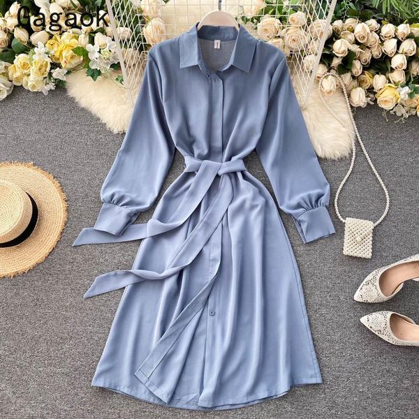 casual dresses gagaok office lady dress women 2021 spring autumn lapel sashes solid midi simple korean fashion chic vestidos, Black;gray
casual dresses gagaok office lady dress women 2021 spring autumn lapel sashes solid midi simple korean fashion chic vestidos, Black;gray
