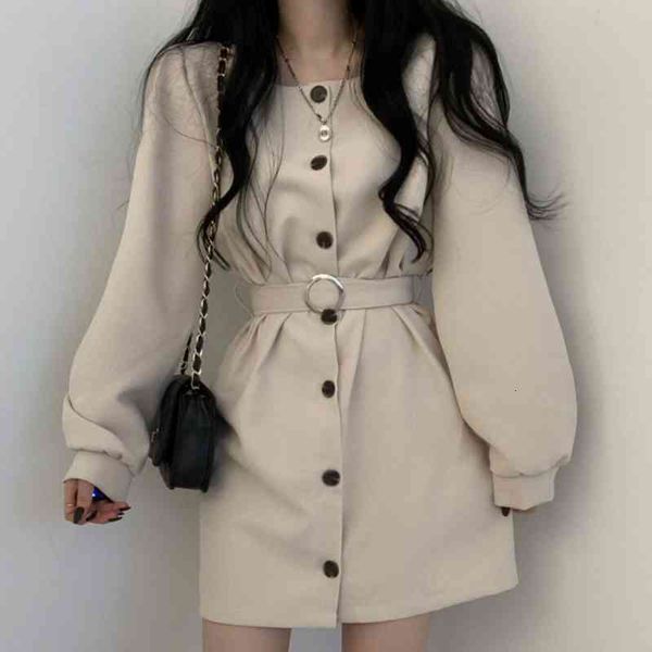 casual dresses 2021 ed simple thin one square turtleneck breasted short with solid vintage belt mujer long sleeve brass bandage, Black;gray
casual dresses 2021 ed simple thin one square turtleneck breasted short with solid vintage belt mujer long sleeve brass bandage, Black;gray
