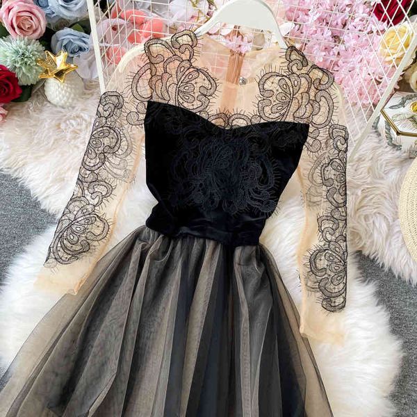 a line women club patchwork tulle mesh summer female o-neck embroidery lace mid-calf a-line high waist slim ball gown dress, Black;gray
a line women club patchwork tulle mesh summer female o-neck embroidery lace mid-calf a-line high waist slim ball gown dress, Black;gray