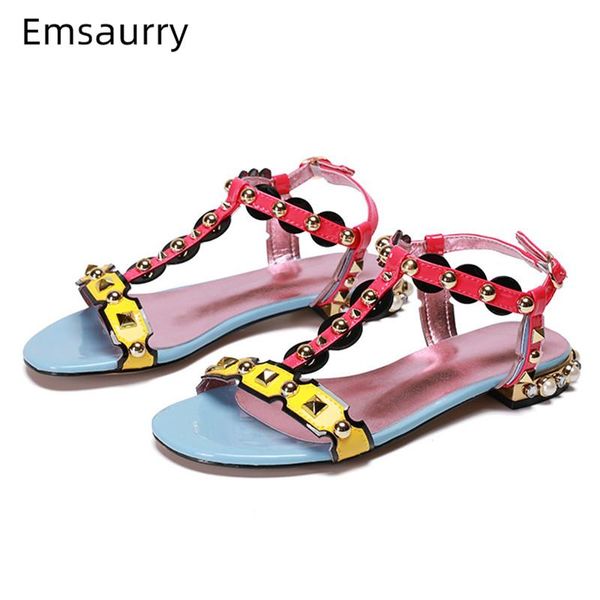 mixed color t-strap gladiator sandalias mujer 2021 beading pearl flat summer shoes bohemian style rivet holiday sandals women, Black
mixed color t-strap gladiator sandalias mujer 2021 beading pearl flat summer shoes bohemian style rivet holiday sandals women, Black