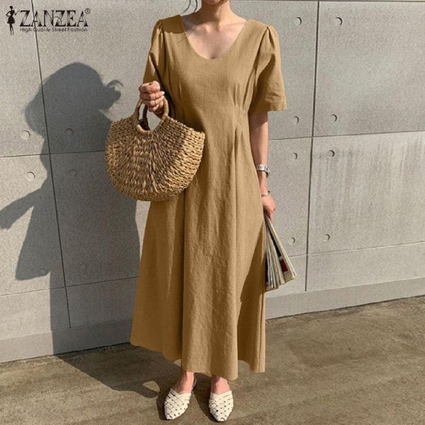 casual dresses zanzea solid elegant long dress women v neck short sleeve 2021 summer cotton linen a line robe party maxi vestido, Black;gray
casual dresses zanzea solid elegant long dress women v neck short sleeve 2021 summer cotton linen a line robe party maxi vestido, Black;gray