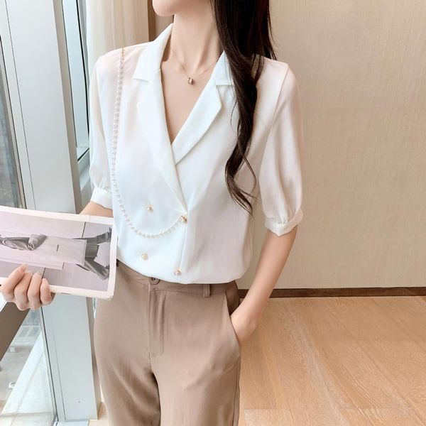 women's blouses & shirts real shooting spot good quality 2021 summer foreign style blazer pearl chain decorated shirt, White
women's blouses & shirts real shooting spot good quality 2021 summer foreign style blazer pearl chain decorated shirt, White