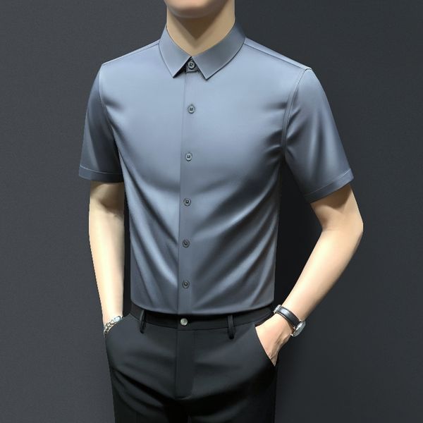 shirt men's short sleeve korean youth slim summer ice silk solid color elastic non iron business casual inch shirt, White;black
shirt men's short sleeve korean youth slim summer ice silk solid color elastic non iron business casual inch shirt, White;black