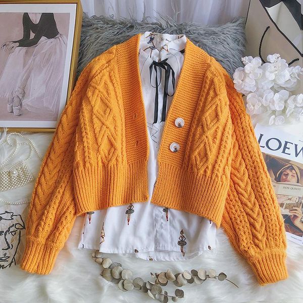 women's knits & tees sweater coat 2021 autumn and winter knitwear short linen flower color v-neck loose thick knit cardigan, White
women's knits & tees sweater coat 2021 autumn and winter knitwear short linen flower color v-neck loose thick knit cardigan, White