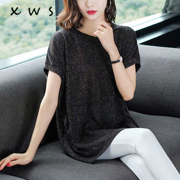 shiny lurex sweater women summer thin pullover solid knitted sweater for women female oversized sweater 210604, White;black
shiny lurex sweater women summer thin pullover solid knitted sweater for women female oversized sweater 210604, White;black