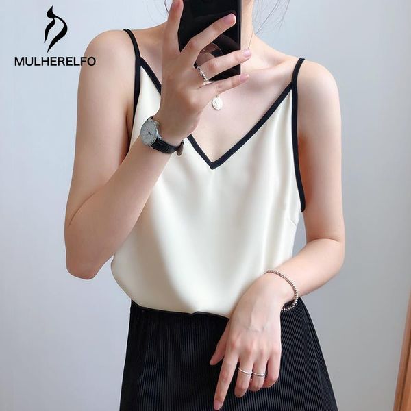 women's tanks & camis v-neck satin chiffon camisole sleeveless stitching imitation silk sling loose skinny backless female clothin, White
women's tanks & camis v-neck satin chiffon camisole sleeveless stitching imitation silk sling loose skinny backless female clothin, White