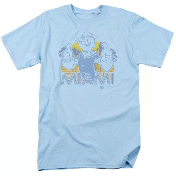 popeye miami t-shirt sizes s-3x new, White;black