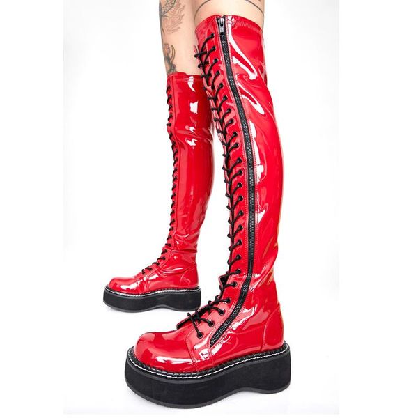 boots over knee 2021 autumn winter black white red patent leather rocking bottom women's fashion cross strap large
boots over knee 2021 autumn winter black white red patent leather rocking bottom women's fashion cross strap large