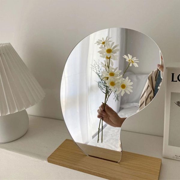 mirrors home decoration frameless acrylic makeup mirror, irregular tablevanity mirror with wooden base for decor
mirrors home decoration frameless acrylic makeup mirror, irregular tablevanity mirror with wooden base for decor