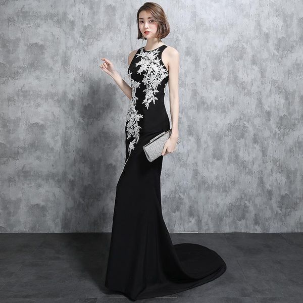 party dresses black mermaid prom dress o neck sleeveless 2021 lace appliques girl idos para, White;black
party dresses black mermaid prom dress o neck sleeveless 2021 lace appliques girl idos para, White;black