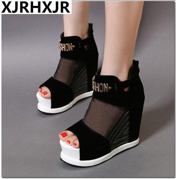 fashion wedge high-heeled sandals women's thick-soled nightclub shoes increased muffin cake fish mouth single dress, Black
fashion wedge high-heeled sandals women's thick-soled nightclub shoes increased muffin cake fish mouth single dress, Black