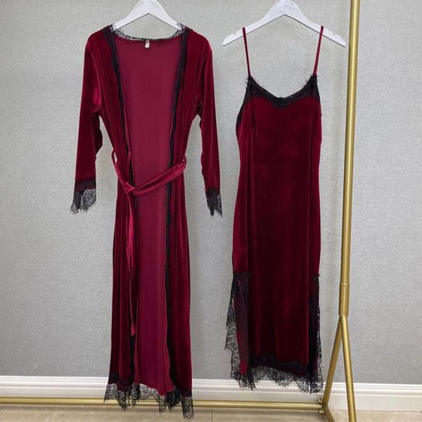 women's sleepwear loose women kimono bathrobe gown soft velvet 2 pieces nighty&robe set casual velour long nightgown intimate lingerie, Black;red
women's sleepwear loose women kimono bathrobe gown soft velvet 2 pieces nighty&robe set casual velour long nightgown intimate lingerie, Black;red