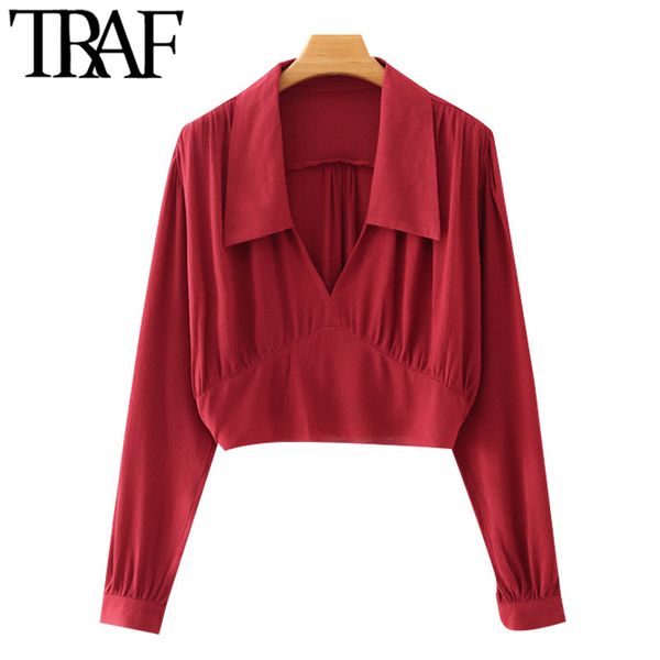 traf women fashion deep v neck cropped blouses vintage long sleeve back elastic hem female shirts chic 210415, White
traf women fashion deep v neck cropped blouses vintage long sleeve back elastic hem female shirts chic 210415, White