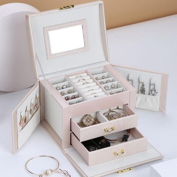 jewelry pouches, bags luxury three-tier storage box with mirror portable silk thread stud earrings ring, Pink;blue
jewelry pouches, bags luxury three-tier storage box with mirror portable silk thread stud earrings ring, Pink;blue