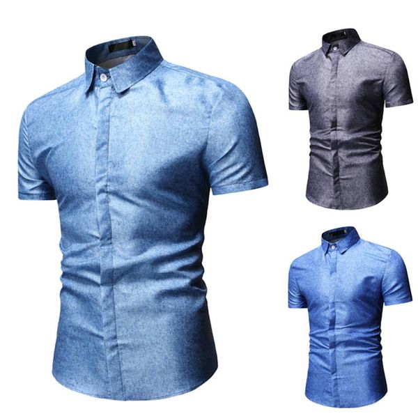 men shirt men's summer fashion casual comfort solid color lapel short sleeve blouse shirts, White;black
men shirt men's summer fashion casual comfort solid color lapel short sleeve blouse shirts, White;black