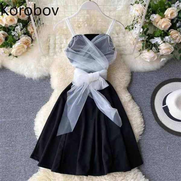 korobov korean chic summer new fashion women dress vintage mesh patchwork party night dresses spaghetti strap vestidos 210430, Black;gray
korobov korean chic summer new fashion women dress vintage mesh patchwork party night dresses spaghetti strap vestidos 210430, Black;gray