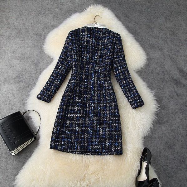 casual dresses lady new fashion vintage tweed women's fall winter british short long sleeve elegant vestidos y1hs, Black;gray
casual dresses lady new fashion vintage tweed women's fall winter british short long sleeve elegant vestidos y1hs, Black;gray