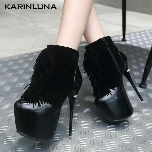 boots karin high heels 2021 arrivals platform thin autumn winter round toe fringe zip flock patchwork ankle, Black
boots karin high heels 2021 arrivals platform thin autumn winter round toe fringe zip flock patchwork ankle, Black