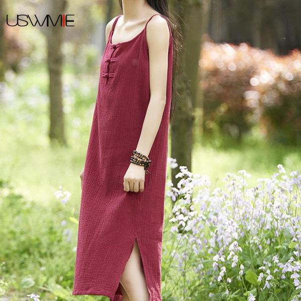 summer women dress retro sleeveless o-neck solid color three grain of buckle hem vent medium style vestidos casual dresses, Black;gray
summer women dress retro sleeveless o-neck solid color three grain of buckle hem vent medium style vestidos casual dresses, Black;gray