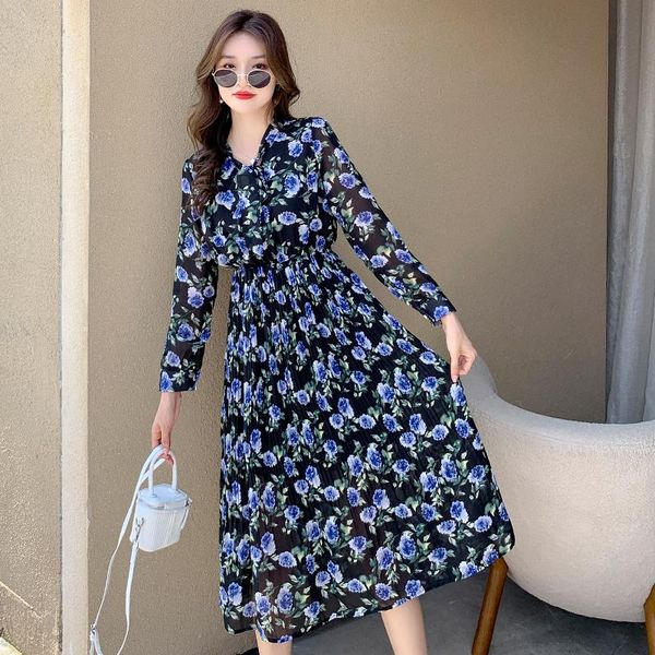 casual dresses 2021 autumn boho vacation chiffon dress women's long sleeve bow tie elastic waist floral printted pleated midi, Black;gray
casual dresses 2021 autumn boho vacation chiffon dress women's long sleeve bow tie elastic waist floral printted pleated midi, Black;gray