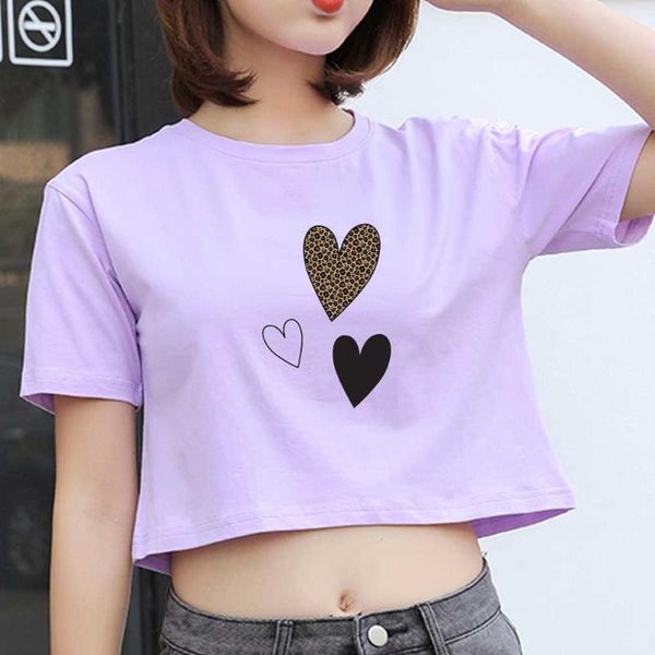 women's t-shirt leopard love purple streetwear crop graphic tee vintage cotton loose tshirt short sleeve casual summer t shirt women, White
women's t-shirt leopard love purple streetwear crop graphic tee vintage cotton loose tshirt short sleeve casual summer t shirt women, White