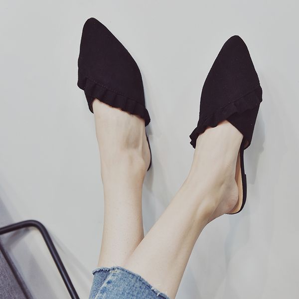 women's home slippers fur fashionable leather cross pointed lotus leaf edge flat heel sandals women's shoes fork and women's, Black
women's home slippers fur fashionable leather cross pointed lotus leaf edge flat heel sandals women's shoes fork and women's, Black