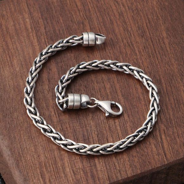 link, chain 4mm silver 925 interlock link bracelet men women fine sterling simple style cool thai jewelry, Black
link, chain 4mm silver 925 interlock link bracelet men women fine sterling simple style cool thai jewelry, Black