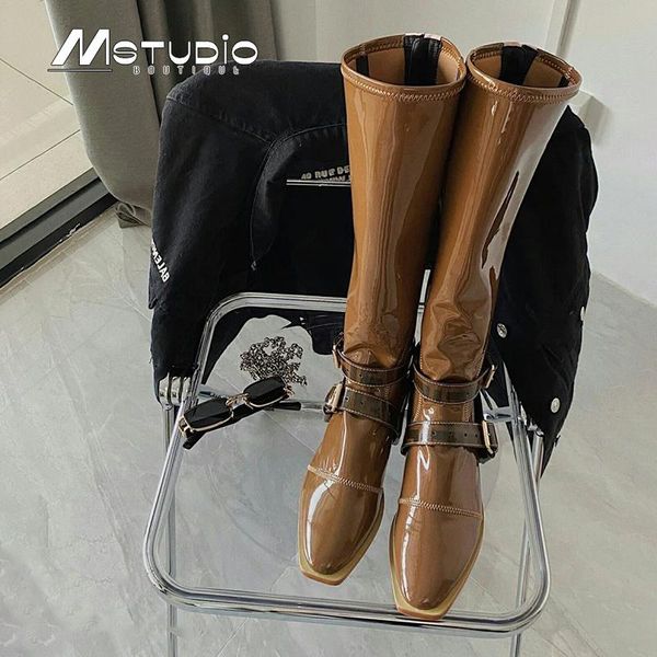 boots fashion design 2021 women winter flats buckle strap square toe knee high patent leather long woman shoes, Black
boots fashion design 2021 women winter flats buckle strap square toe knee high patent leather long woman shoes, Black