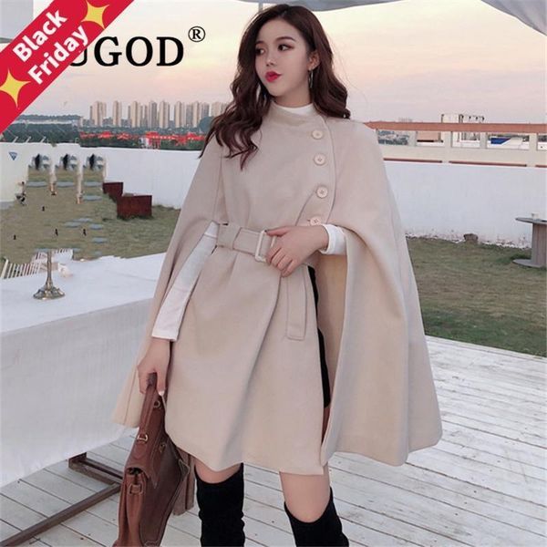 korean style solid color loose cape coat collect waist woolen medium long women winter for woman women's wool & blends, Black
korean style solid color loose cape coat collect waist woolen medium long women winter for woman women's wool & blends, Black