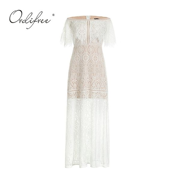summer women white lace long party dress slash neck off shoulder runway maxi 210513, Black;gray
summer women white lace long party dress slash neck off shoulder runway maxi 210513, Black;gray