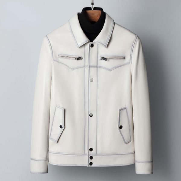 men's leather & faux winter sheepskin jacket causal genuine jackets male white korean for men style veste cuir homme 889, Black
men's leather & faux winter sheepskin jacket causal genuine jackets male white korean for men style veste cuir homme 889, Black