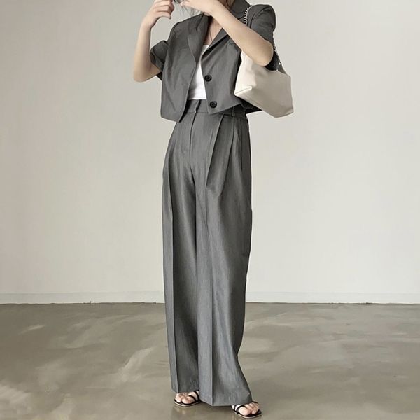 women's two piece pants korean version of the young design lapel two buckles suit short coat + high waist straight casual towns rs, White
women's two piece pants korean version of the young design lapel two buckles suit short coat + high waist straight casual towns rs, White