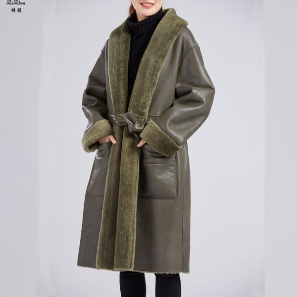 women's fur & faux zizhen long trench merino sheep lining double-faced real skin with belt winter woman thickwarm overcoat20211027-2, Black
women's fur & faux zizhen long trench merino sheep lining double-faced real skin with belt winter woman thickwarm overcoat20211027-2, Black