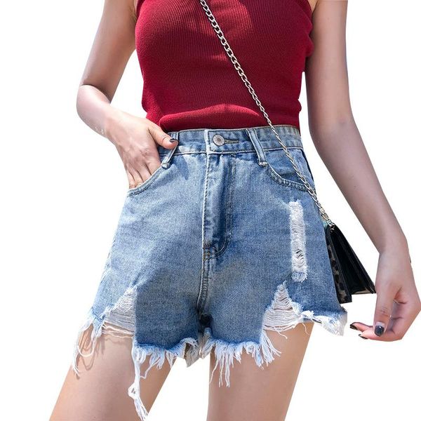 women's jeans grinding short for women high waist wide hem frayed denim pants, Blue
women's jeans grinding short for women high waist wide hem frayed denim pants, Blue