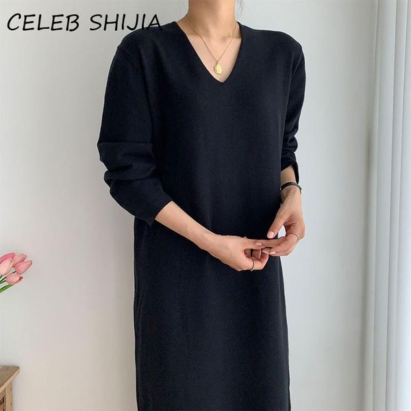 casual dresses shijia 2021 v-neck long knitted dress for woman full sleeve solid soft loose sweater jumper female winter, Black;gray
casual dresses shijia 2021 v-neck long knitted dress for woman full sleeve solid soft loose sweater jumper female winter, Black;gray