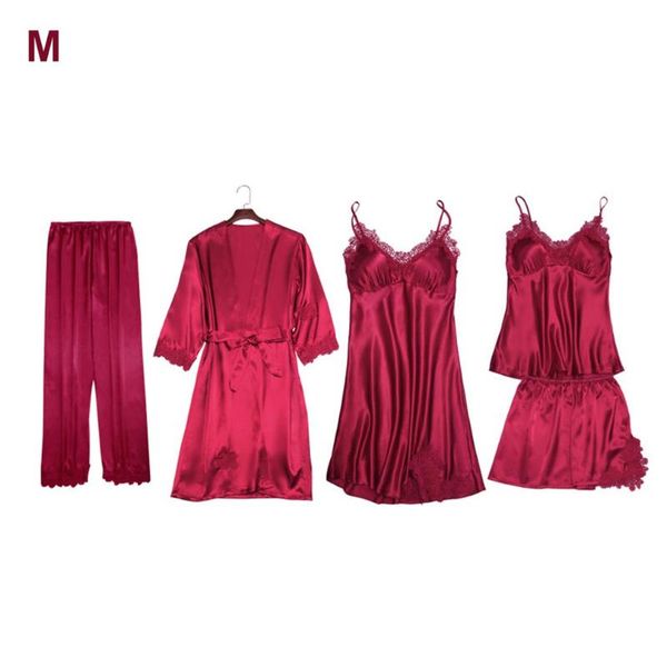 women's sleepwear pajamas set 4 pcs lace nightgown bathrobe elegant pijama robe sets home clothes summer 2021, Black;red
women's sleepwear pajamas set 4 pcs lace nightgown bathrobe elegant pijama robe sets home clothes summer 2021, Black;red